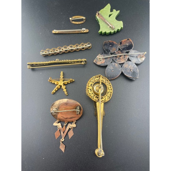 Antique Brooch Lot Victorian Edwardian Paste Glass Figural Estate Reseller AS IS - Picture 7 of 16